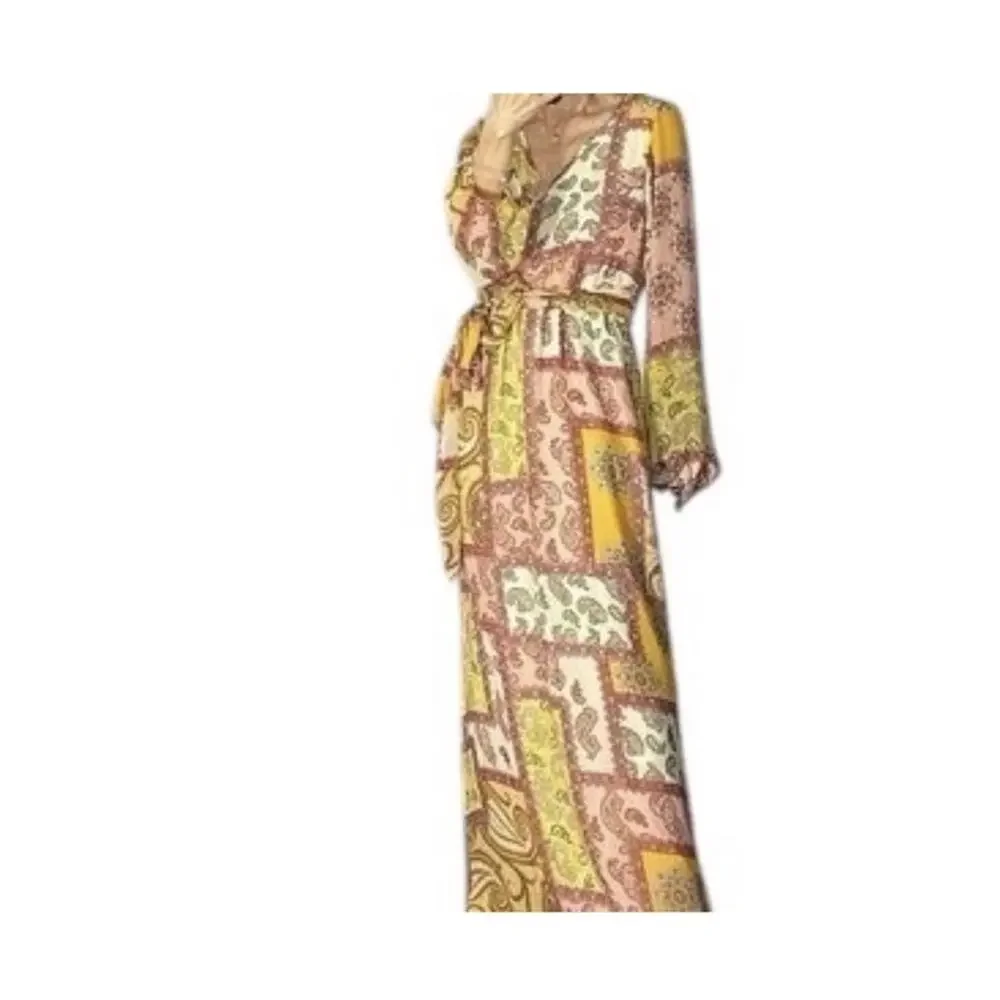 Espresso Womens Boho Maxi Dress Patchwork Paisley Size Large - Picture 1 of 7